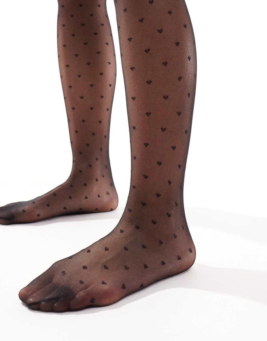 Pretty Polly all over heart tights in black Product Image