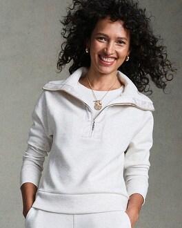 Zenergy® Heathered Scuba Satin Trim Sweatshirt Product Image