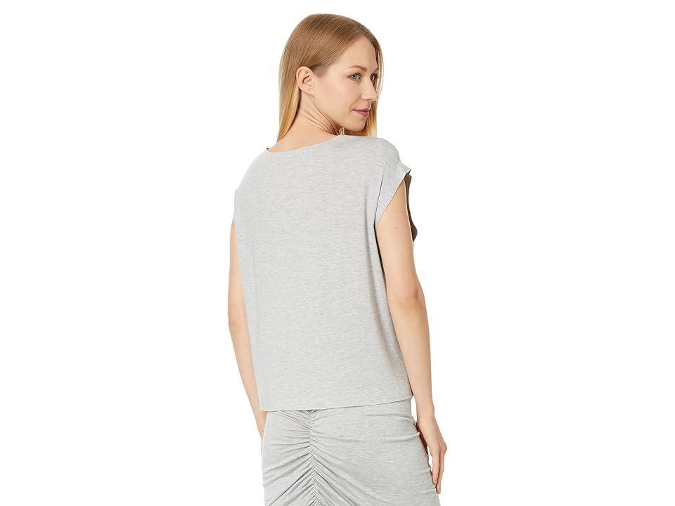 Norma Kamali Sleeveless Boyfriend Cropped Crewneck Top (Light Grey) Women's Clothing Product Image