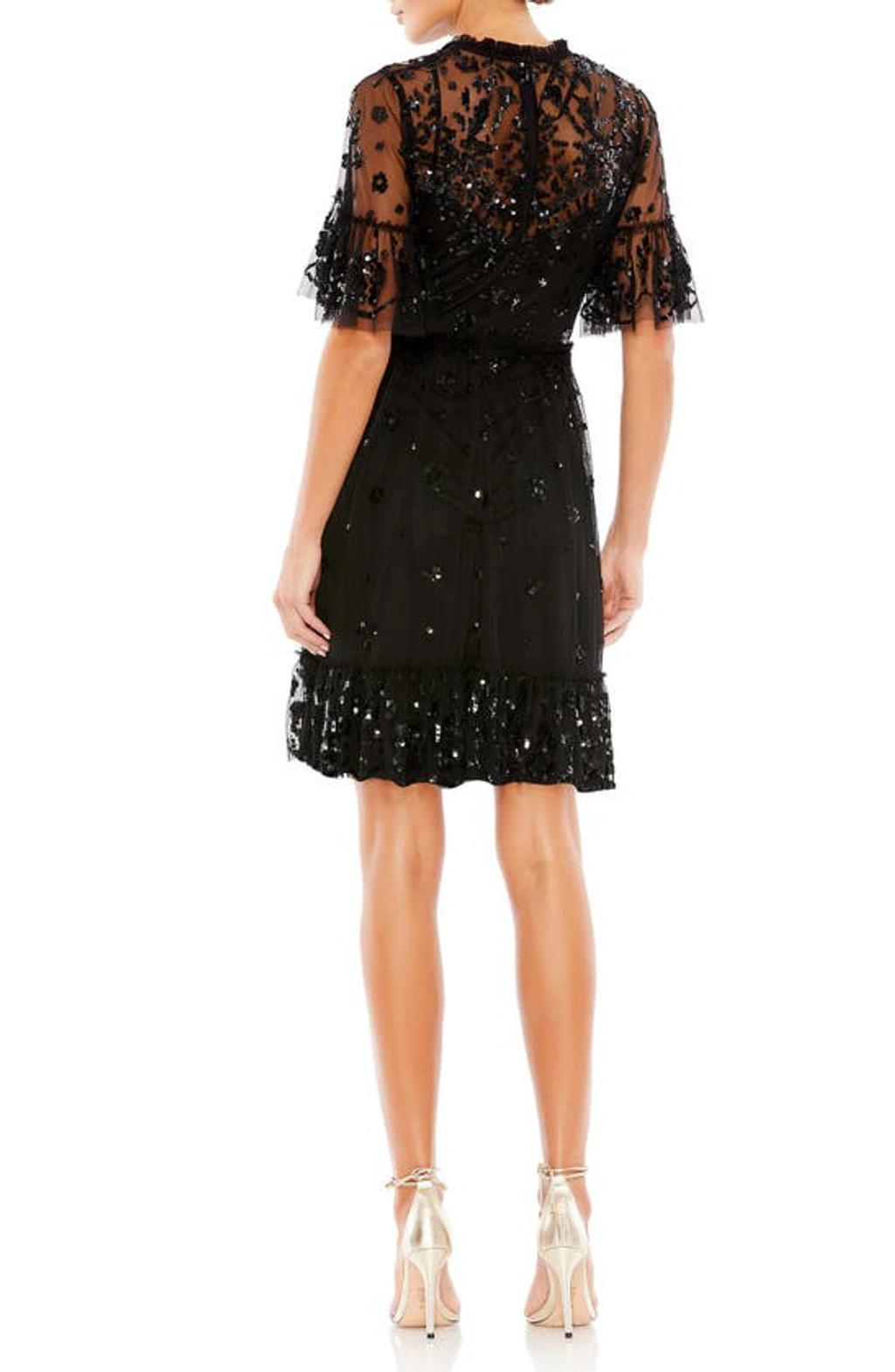 Sequin Ruffle Hem Cocktail Minidress In Black Product Image