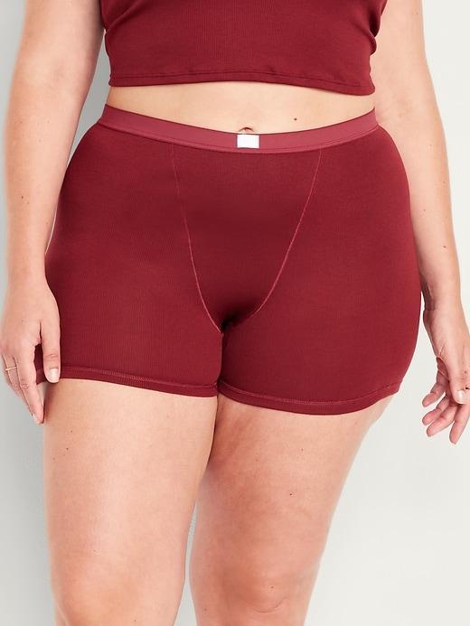 High-Waisted Ribbed Boyshort Briefs -- 3-inch inseam Product Image