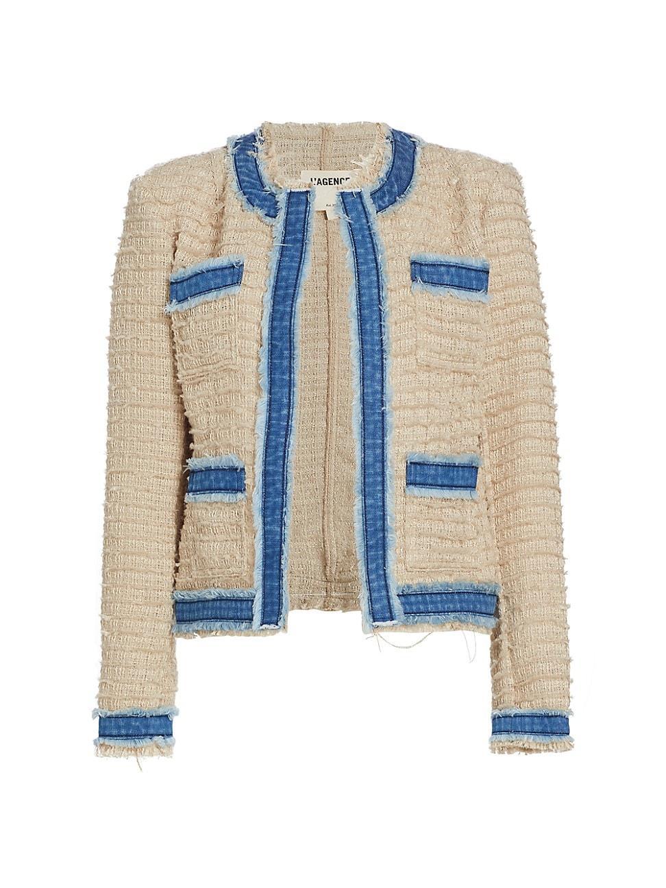 L'AGENCE Agnes Tweed Jacket in Tan. - size XL (also in L, M, S, XS) Product Image