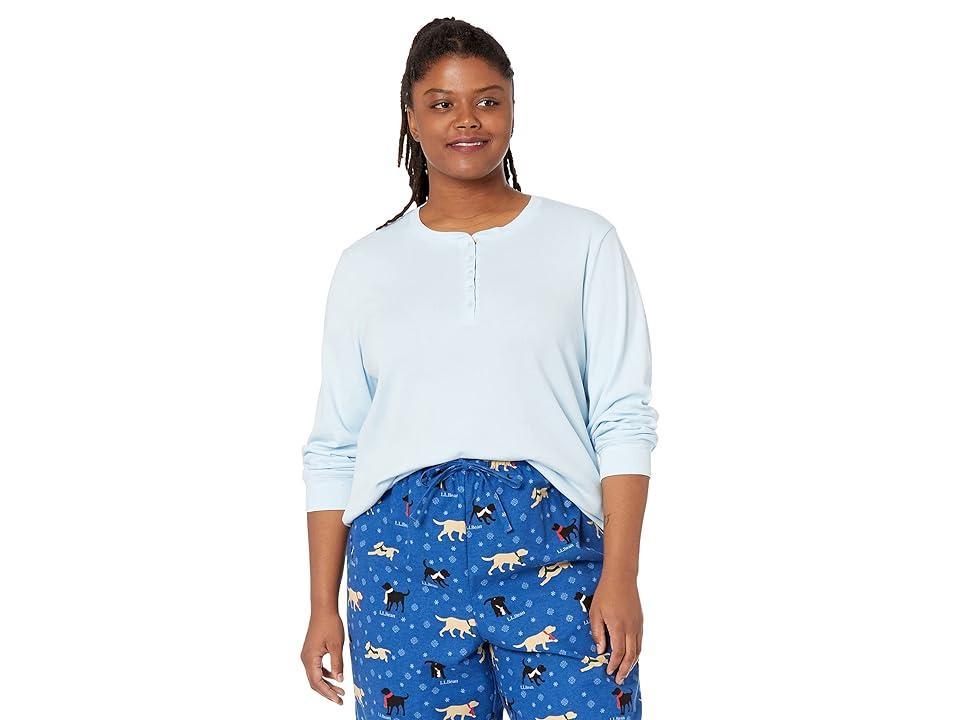 L.L.Bean Plus Size Cozy Pajama Set Print (Bright Blue Dog) Women's Pajama Sets Product Image