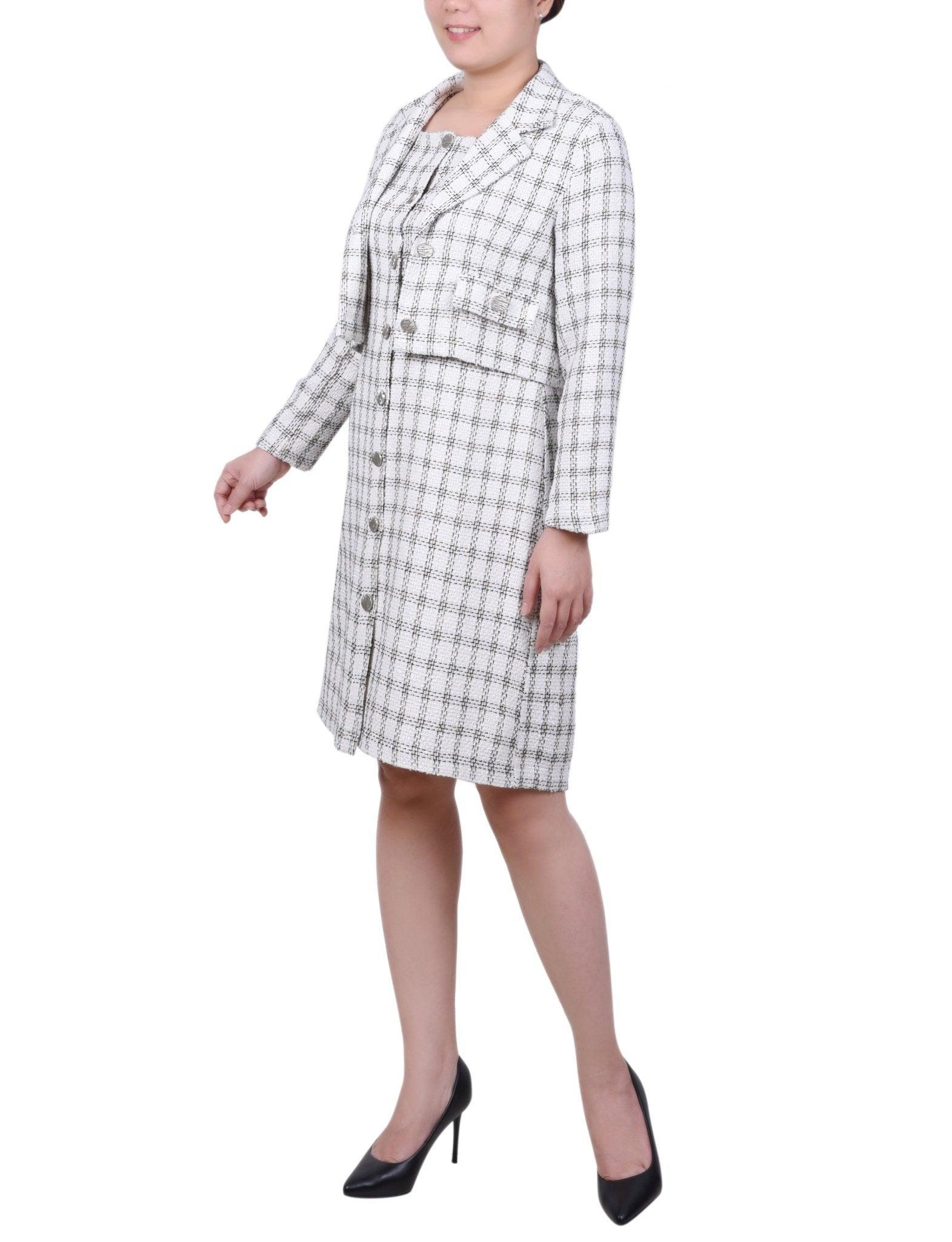 NY Collection Long Sleeve Tweed Dress Set - Petite Product Image