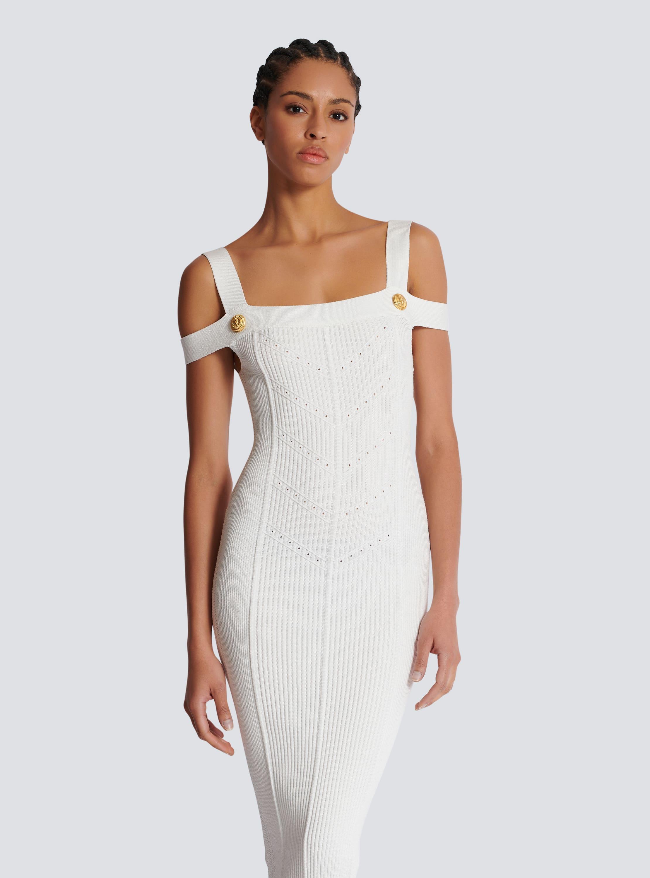 Knit midi dress with double straps Product Image