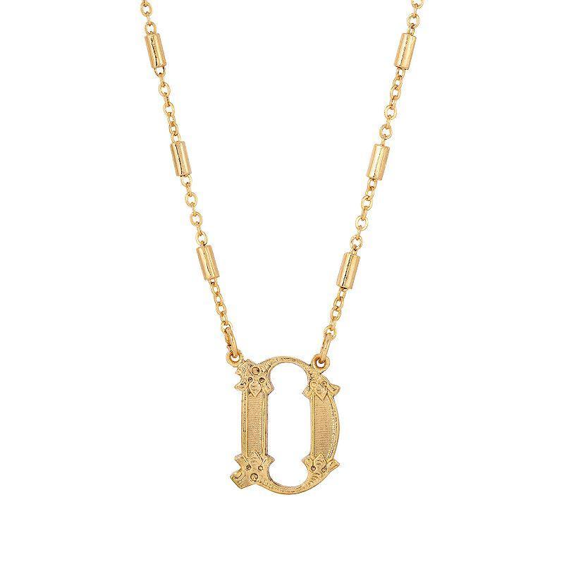 1928 Gold Tone Initial Necklace, Womens, Yellow J Product Image