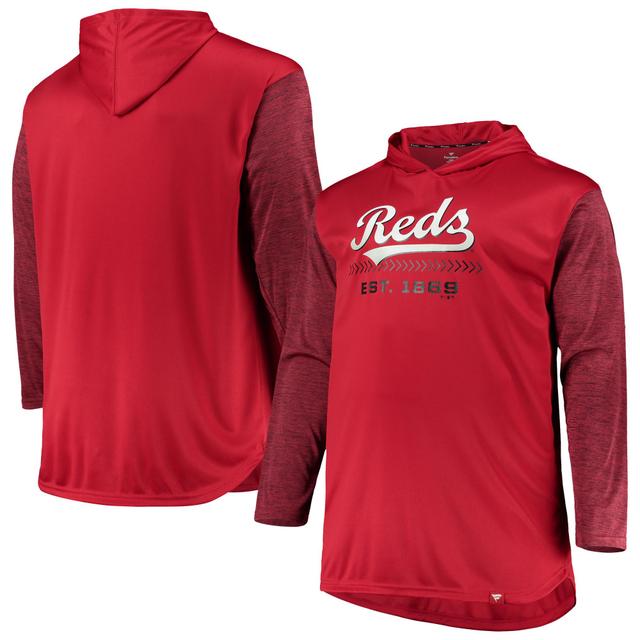 Mens Red/Heathered Red Cincinnati Reds Big & Tall Wordmark Club Pullover Hoodie Product Image