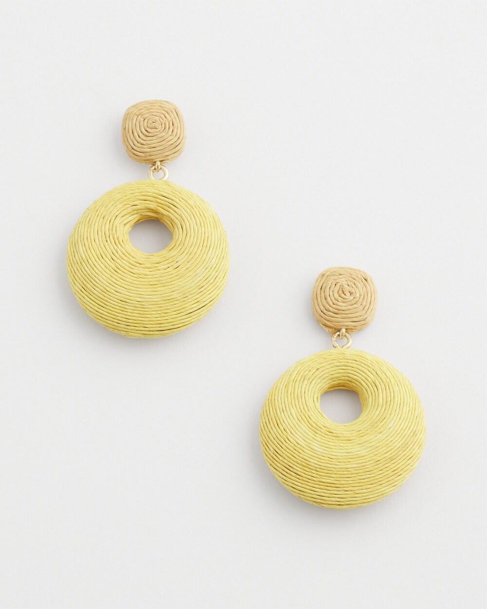 No Droop Yellow Raffia Drop Earrings   Chico's - Yellow - Women Product Image