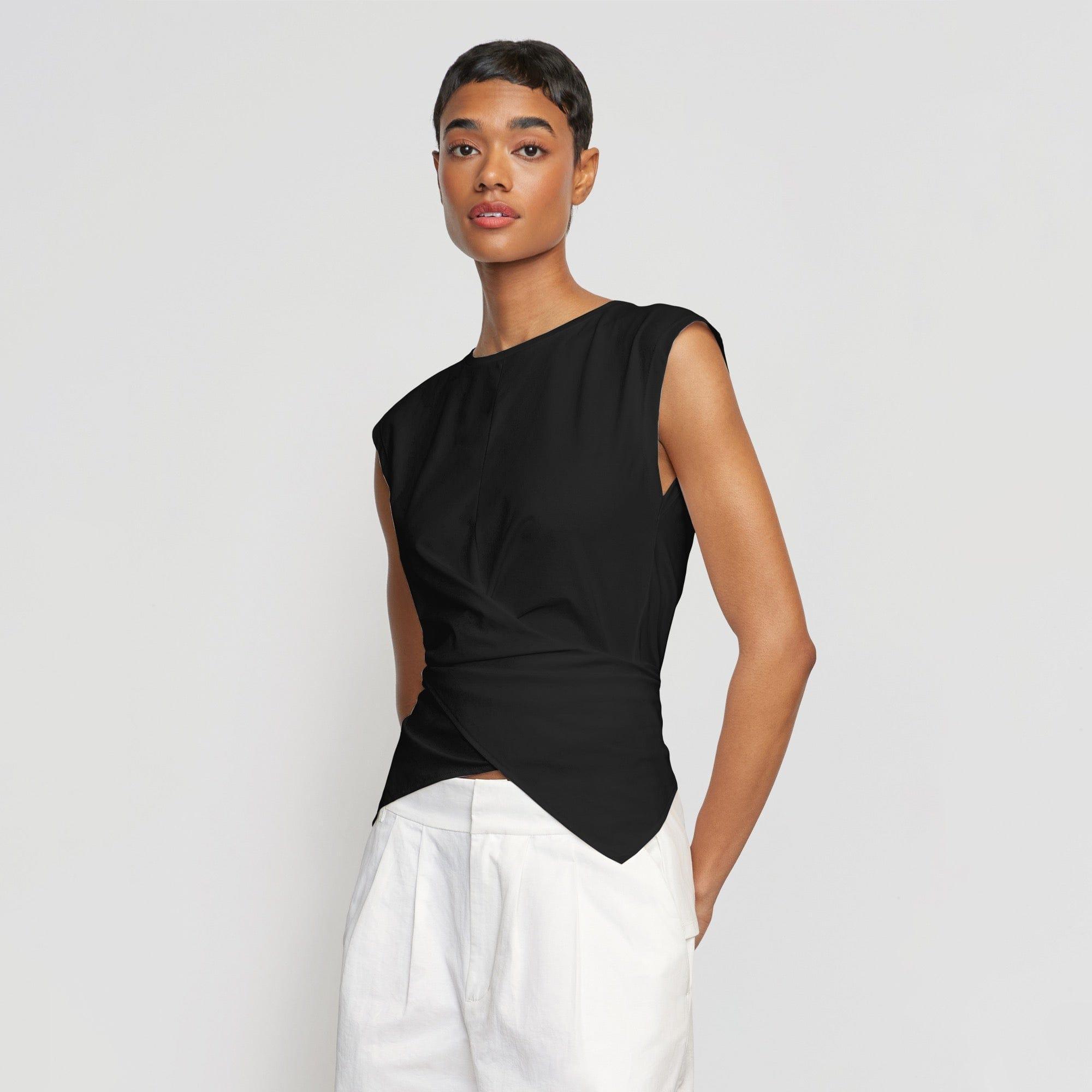 Janae Sleeveless Wrap Jersey Tee Product Image