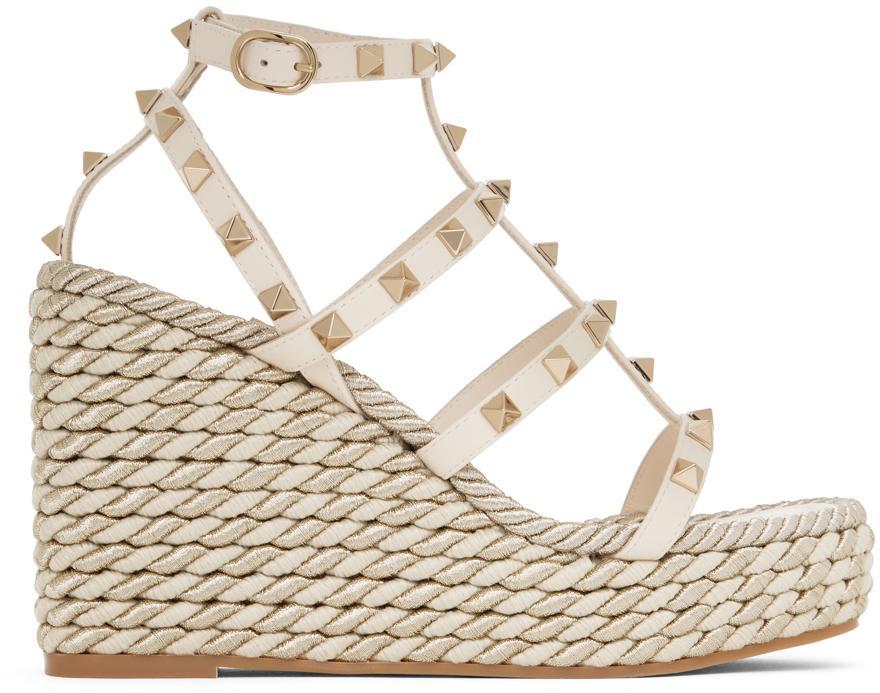 VALENTINO GARAVANI Off-white Rockstud 95 Heeled Sandals In Cream product image