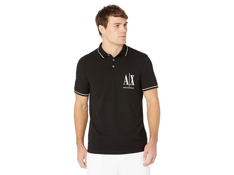 Armani Exchange Pique Polo with Embroidered AX Logo Men's Clothing Product Image