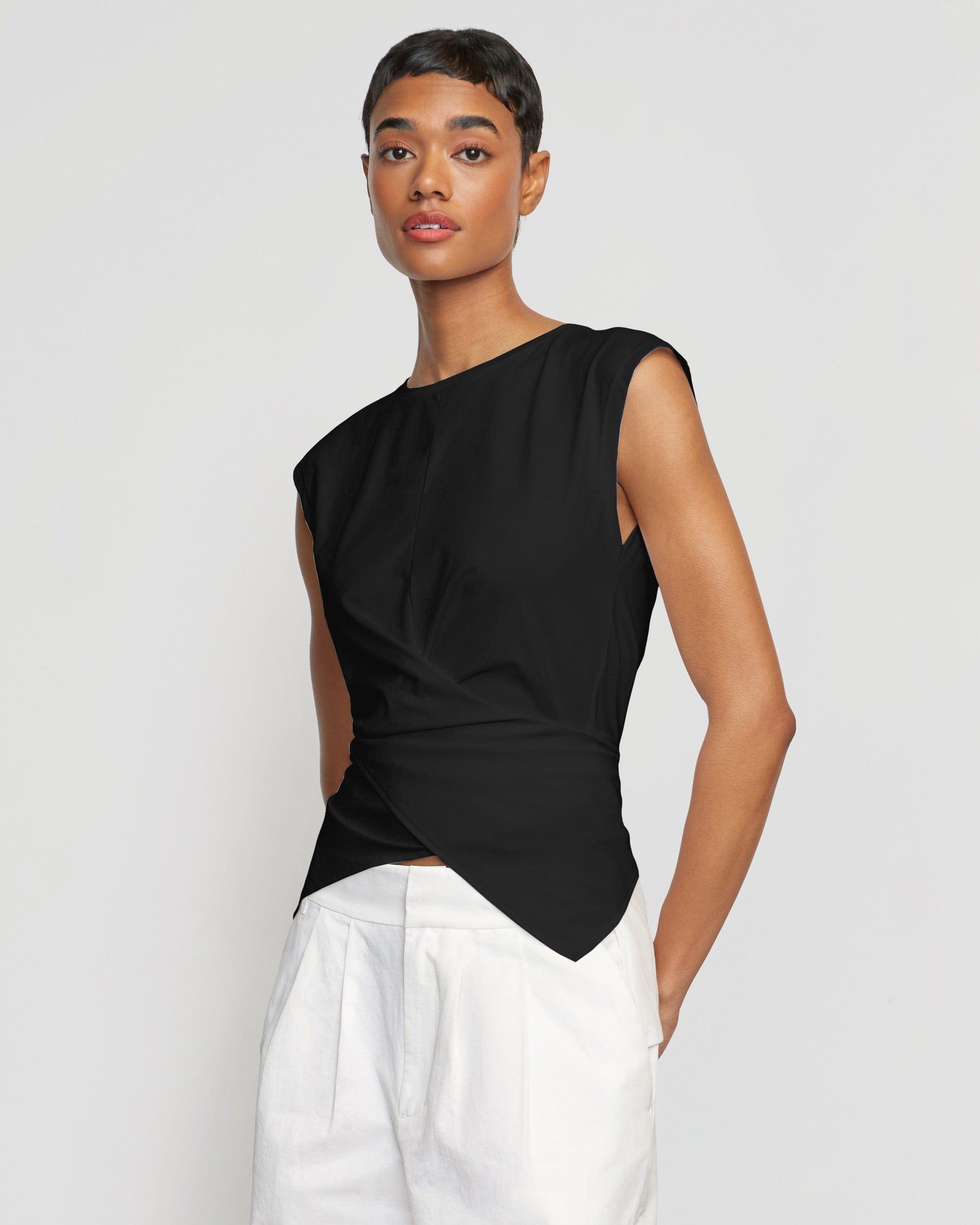 Janae Sleeveless Wrap Jersey Tee Product Image