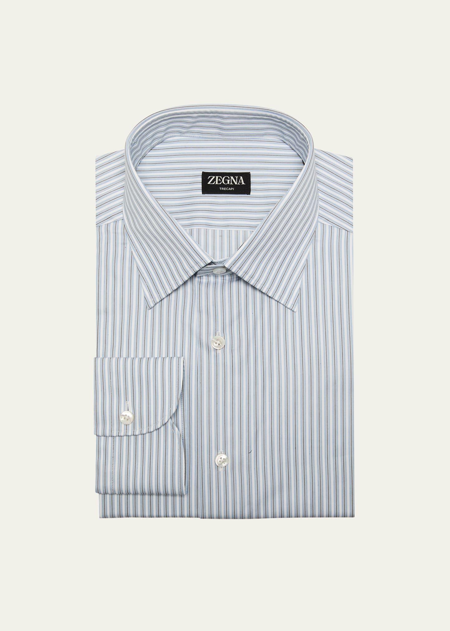 Mens Trecapi Cotton Multi-Stripe Dress Shirt Product Image