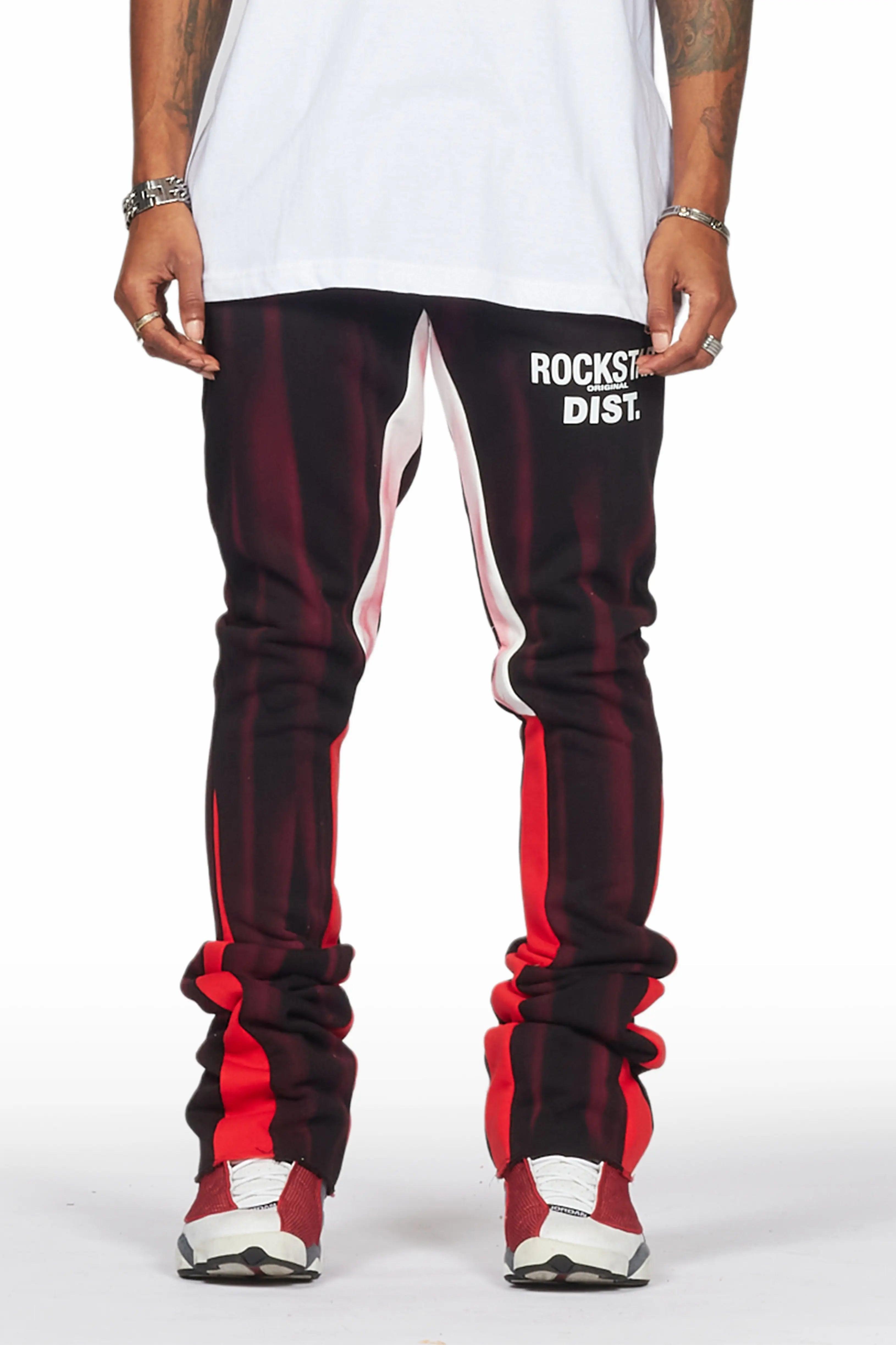 Firoz Black/Red Graphic Stacked Flare Pant Male Product Image