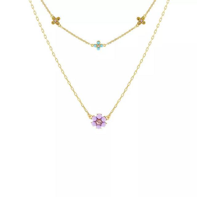 Emberly Gold Tone Multi Color Flowers Double Strand Cable Chain Necklace, Womens Product Image