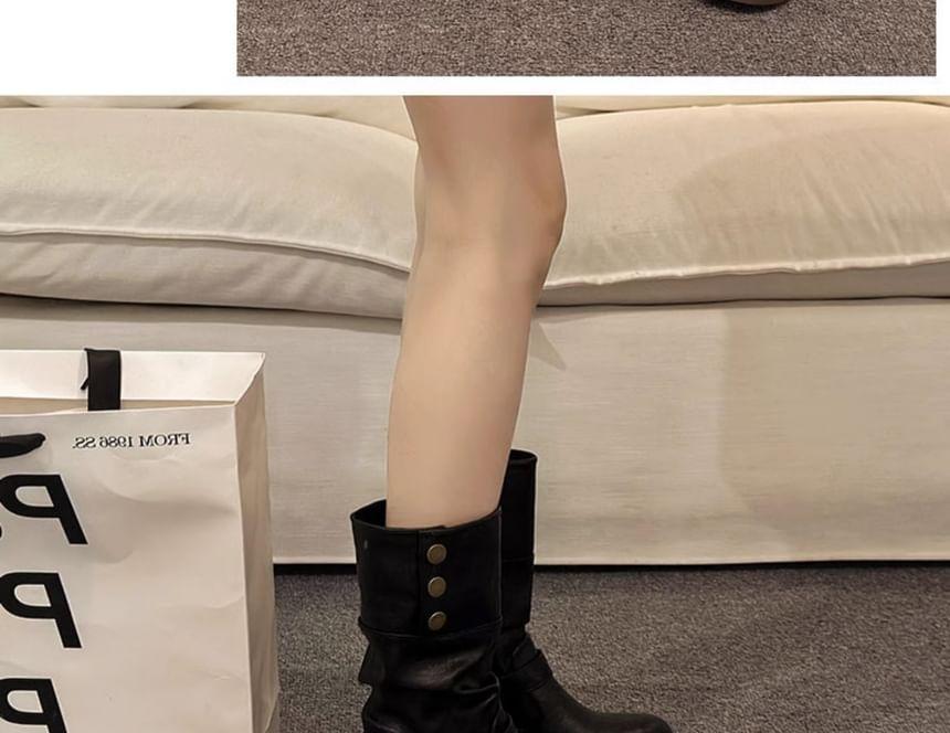 Platform Plain Mid-Calf Boots Product Image