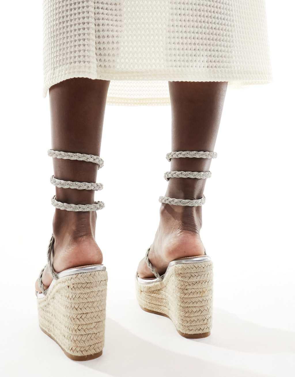 Simmi London Simona embellished espadrilles in silver Product Image