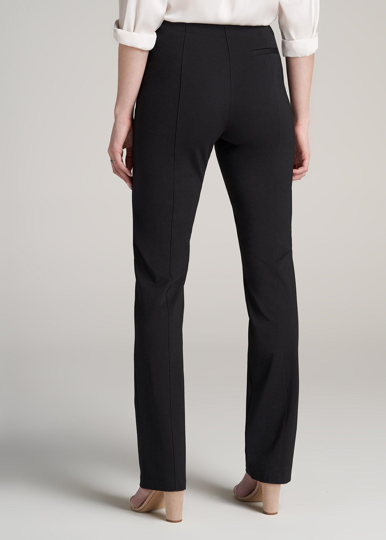 Slim Straight Leg Dress Pants for Tall Women in Black Female Product Image