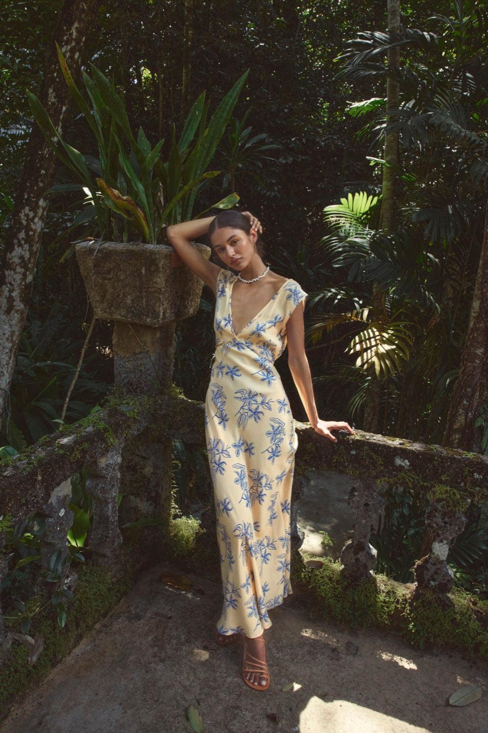 Sunlit Isle Bias Cut Maxi Dress Iris Product Image