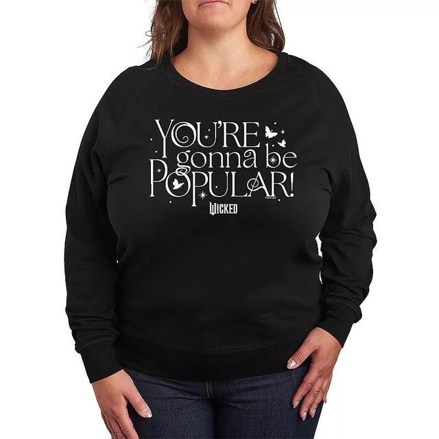 Plus Size Wicked Youre Gonna Be Popular Lightweight French Terry Sweatshirt, Womens Grey Indigo Product Image