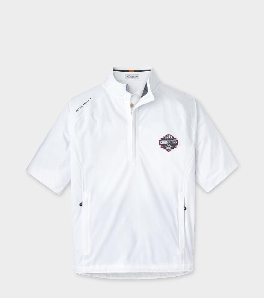 Peter Millar Mens UConn National Champion Shield Short-Sleeve Rain Shell | Color: White | Size: S Product Image