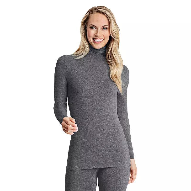 Womens Cuddl Duds Softwear with Stretch Long Sleeve Turtleneck Top Grey Heather Product Image