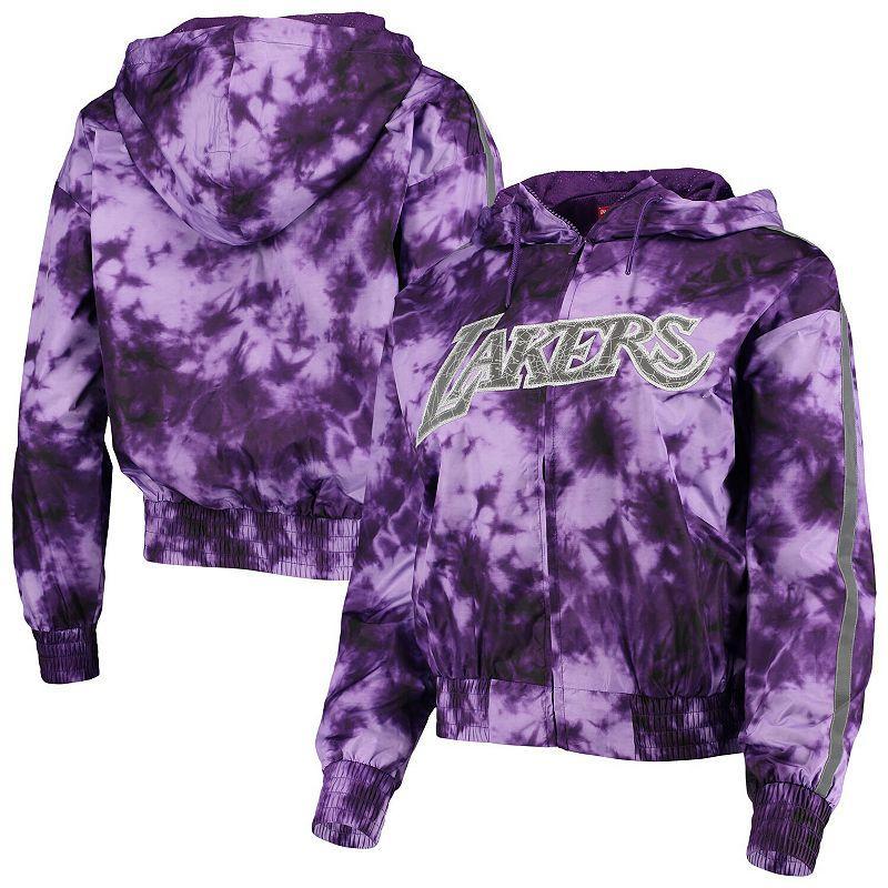 Womens Mitchell & Ness Los Angeles Lakers Galaxy Sublimated Windbreaker Pullover Full-Zip Hoodie Product Image