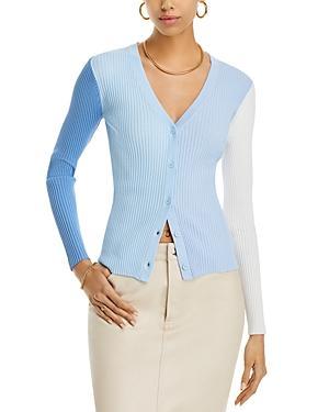 Womens Cargo Rib-Knit V-Neck Cardigan Product Image