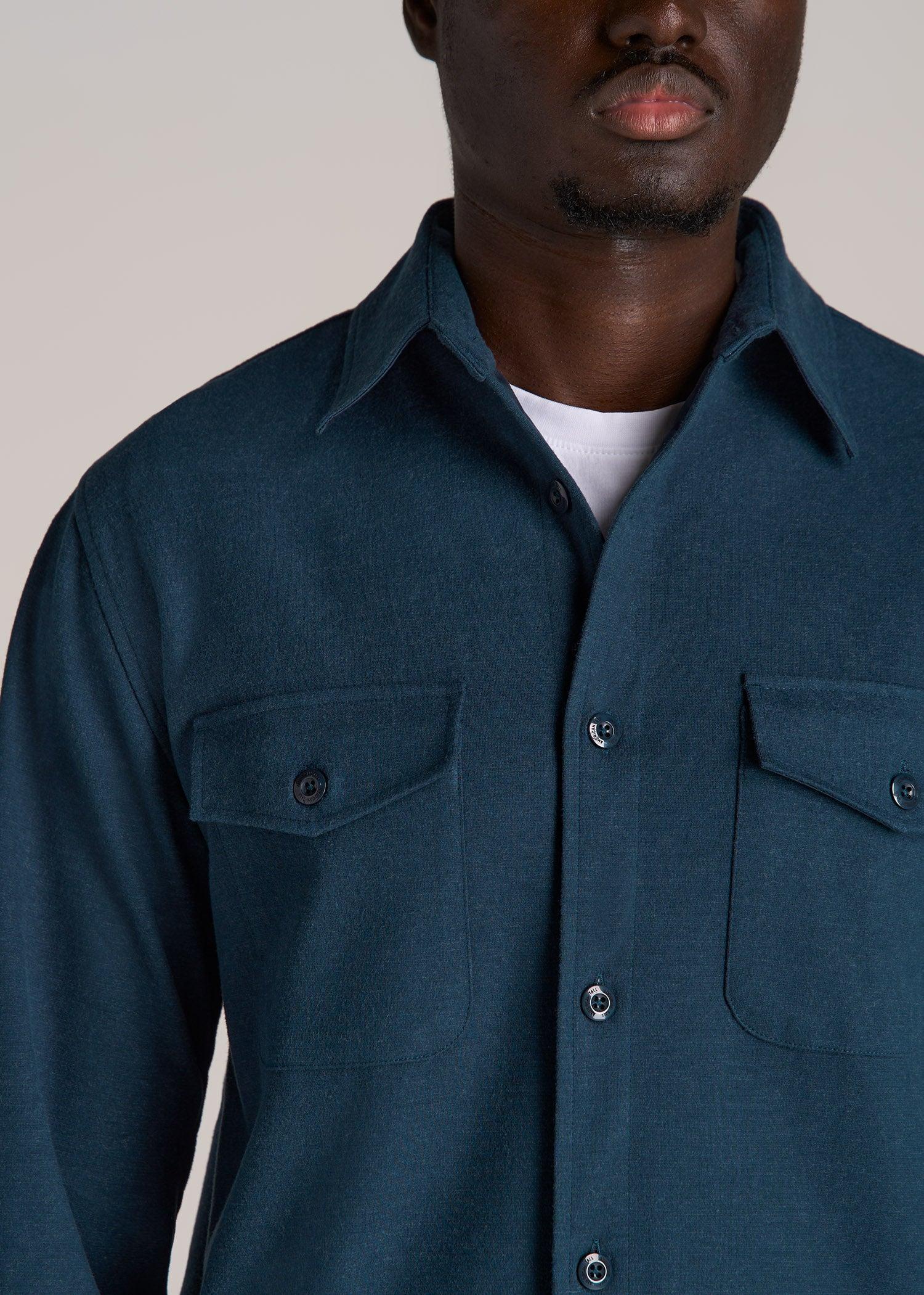 Stretch Knit Overshirt Men's in Bright Navy Product Image