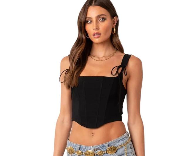 EDIKTED Genevive Tie Strap Corset Crop Top Product Image