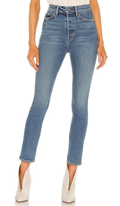 GRLFRND Piper Super High Rise Slim in Blue Product Image