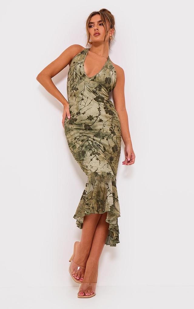 Green Devore Cross Neck Maxi Dress Product Image