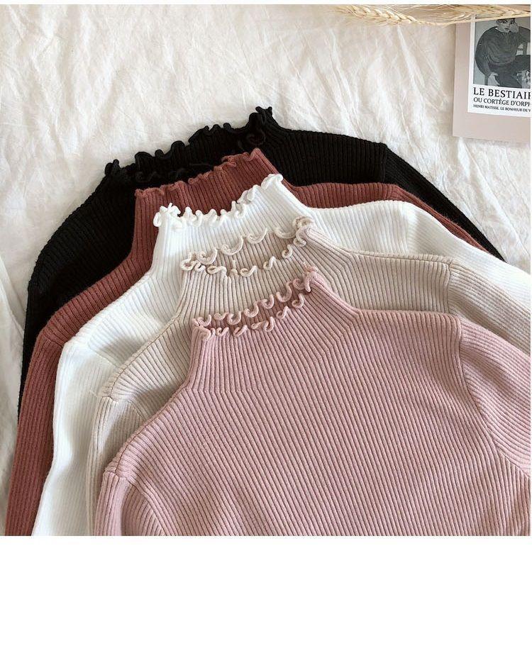 Lettuce Edge Mock Neck Knit Top Product Image