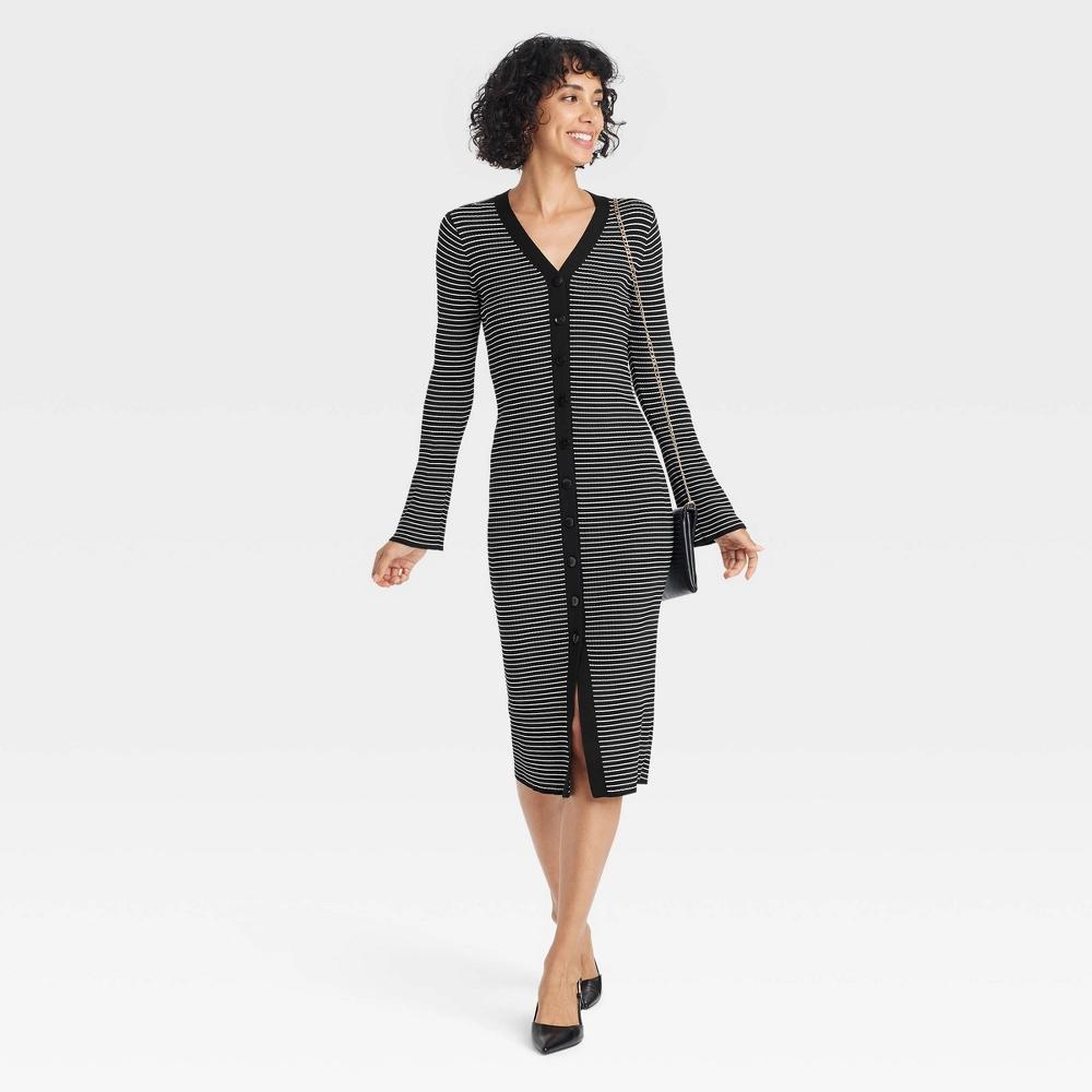 Women's Bell Long Sleeve Midi Sweater Dress - A New Day™ Product Image