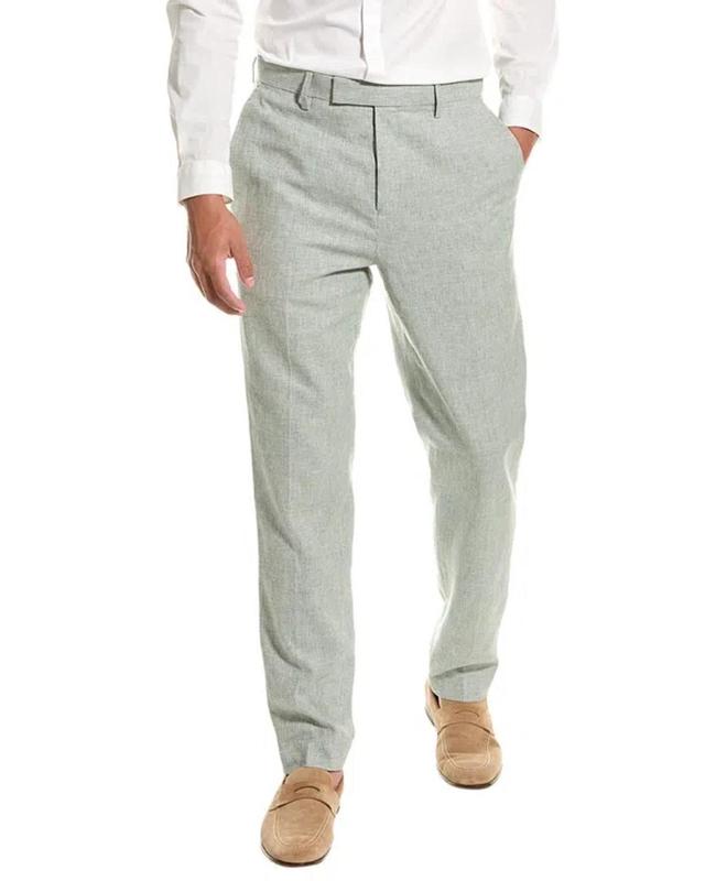 Slim Fit Linen-blend Trouser In Green Product Image