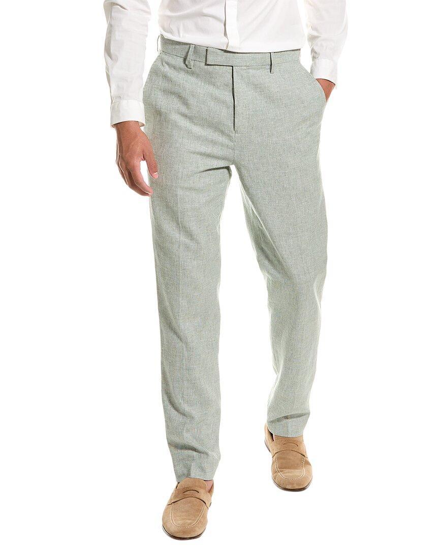 Slim Fit Linen-blend Trouser In Green Product Image