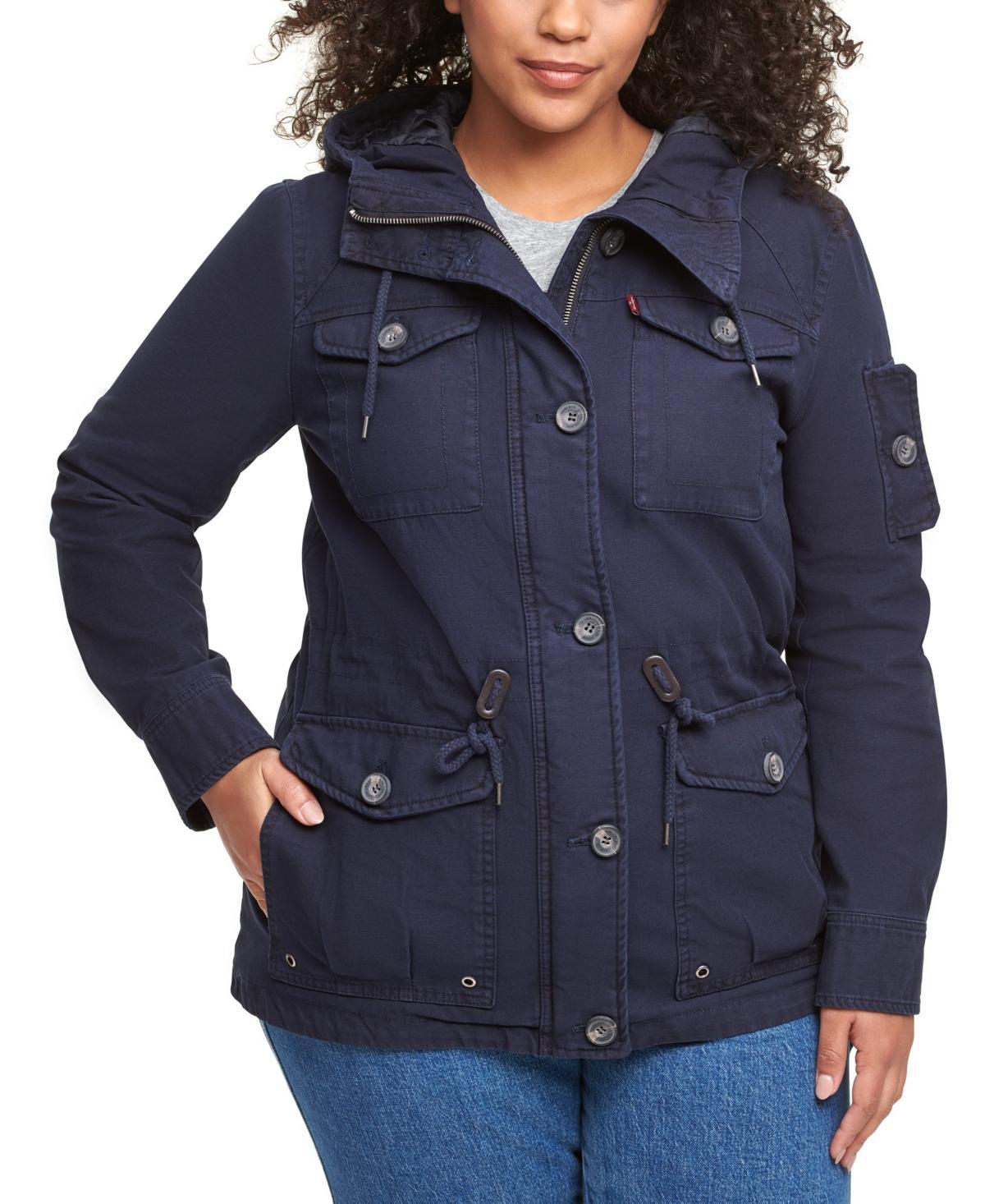 Plus Size Levis Hooded Cotton Anorak Jacket, Womens Black Product Image