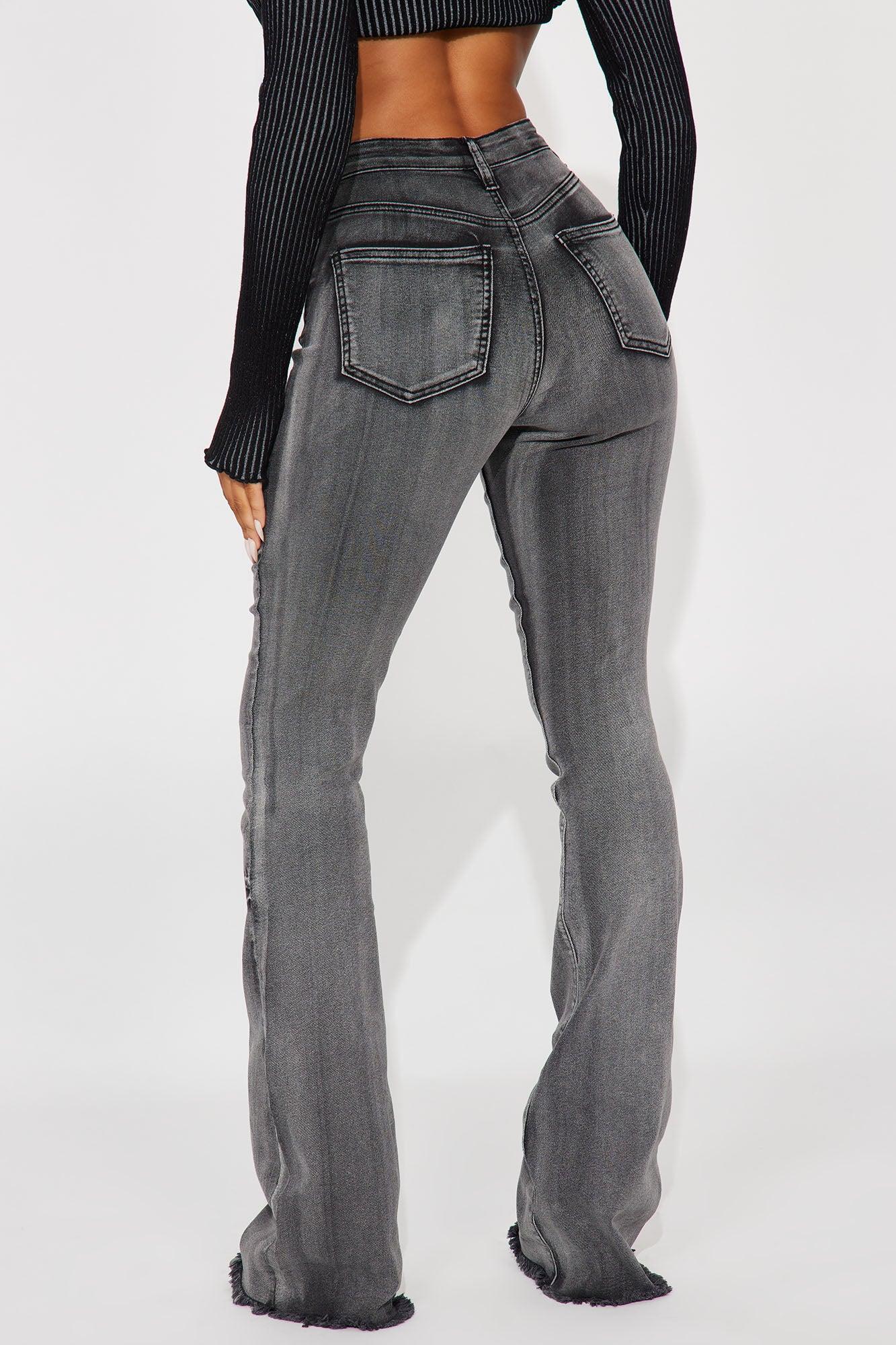 Tall Highest Stakes Stretch Flare Jeans - Black Wash Product Image