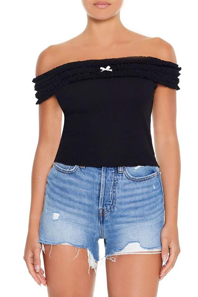 Off-The-Shoulder Bow Crop Top | Forever 21 Product Image