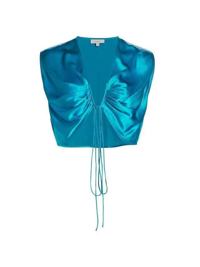 Womens Draped Silk Satin Crop Top Product Image