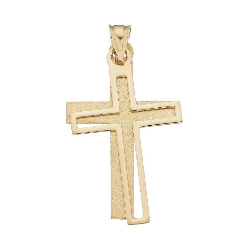 14k Gold Dual Cross Pendant, Womens Product Image