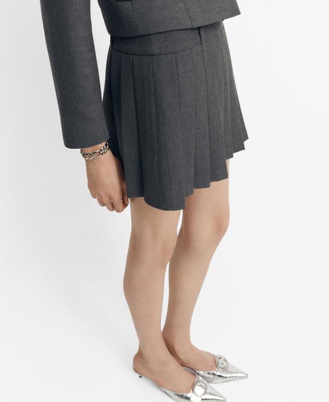 MANGO - Pleated mini-skirt greyWomen Product Image