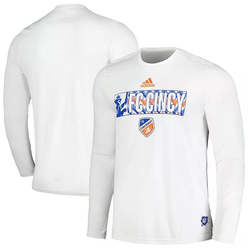 Mens adidas White FC Cincinnati 2024 Jersey Hook AEROREADY Long Sleeve T-Shirt Product Image