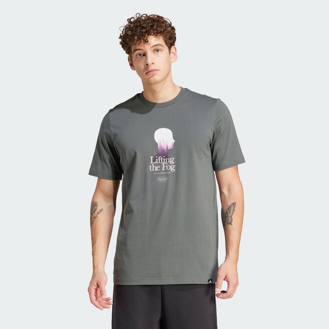 adidas Lifting The Fog Graphic Tee Spirit of Nature Legend Ivy S Mens Product Image