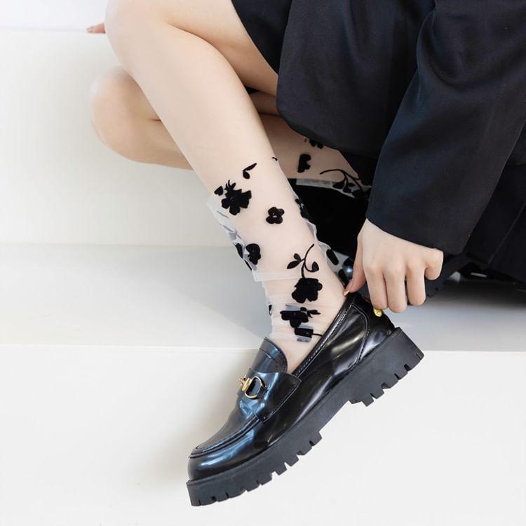 Floral Jacquard Mesh Socks Product Image