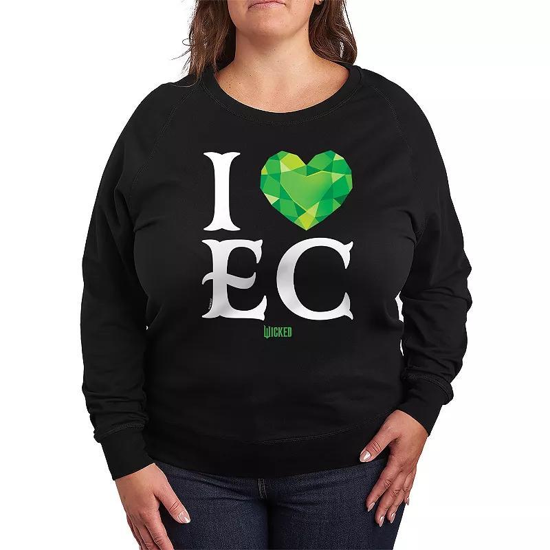 Plus Size Wicked I Heart Emerald City Lighweight French Terry Sweatshirt, Womens Product Image