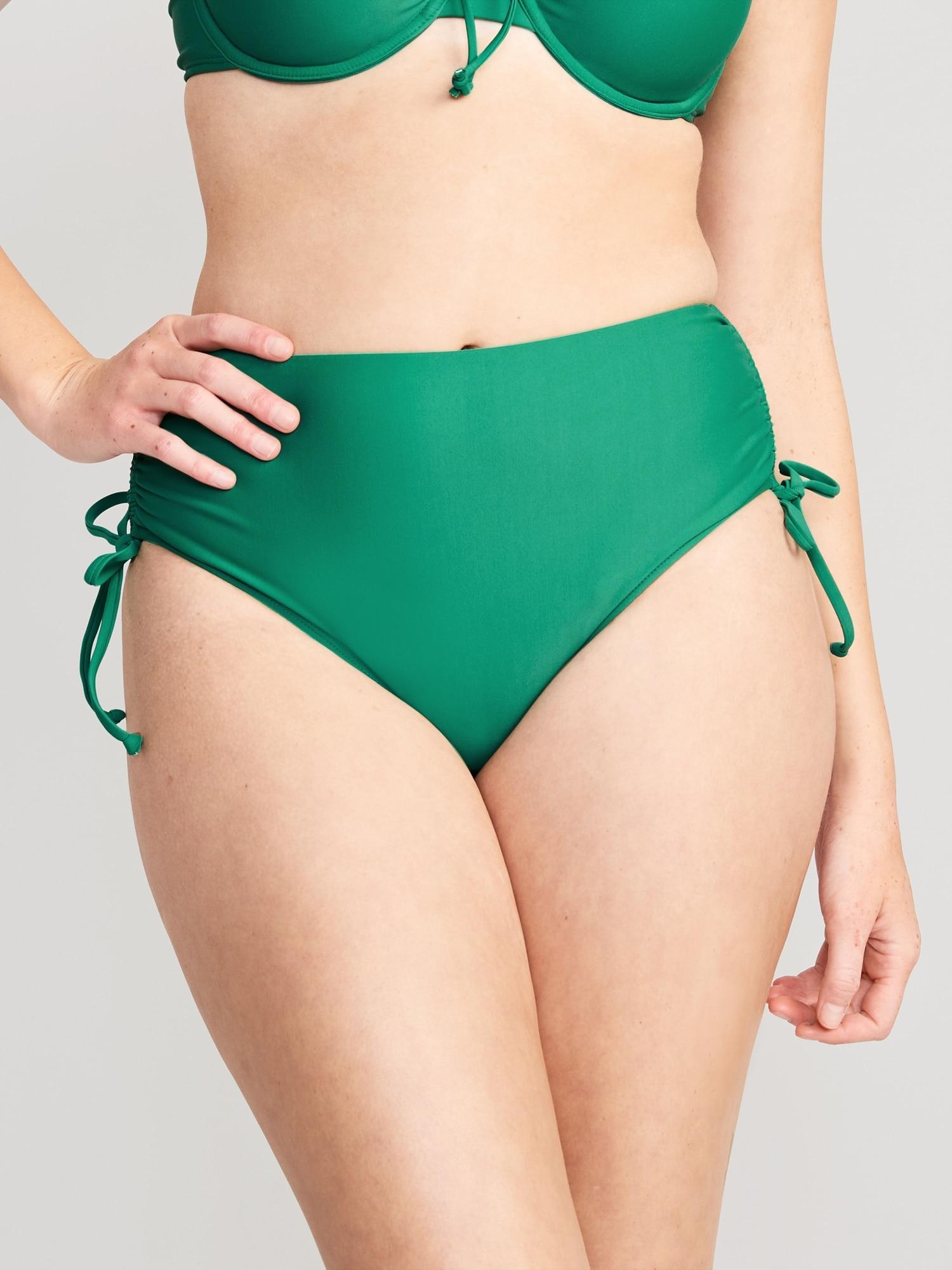 High-Waisted Tie-Cinched Bikini Swim Bottoms Product Image