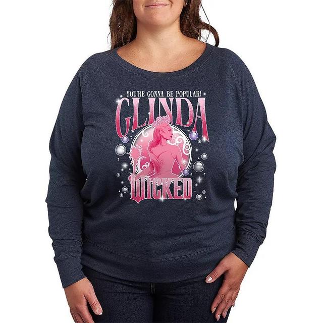 Plus Size Wicked Glinda Popular Lightweight French Terry Sweatshirt, Womens Grey Indigo Product Image