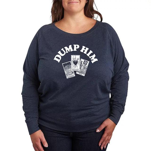 Plus Size Dump Him Tarot Lightweight French Terry Sweatshirt, Womens Grey Green Product Image