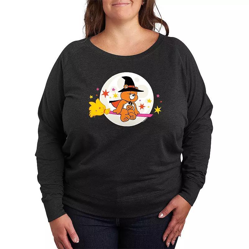 Plus Size Care Bears Halloween Witch Lightweight French Terry Sweatshirt, Womens Grey Dark Red Product Image